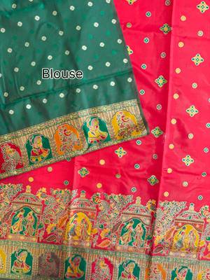 red banarasi silk saree with meena weaving design 5