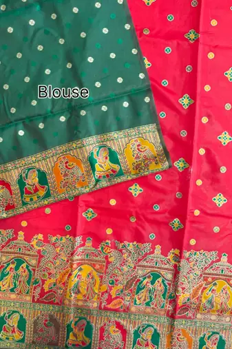 red banarasi silk saree with meena weaving design
