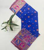 Royal blue color pashmina design with meena weaving banarasi silk saree