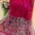 Rani pink color pure zari and meena weaving linen silk saree