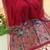 Red color pure zari and meena weaving linen silk saree