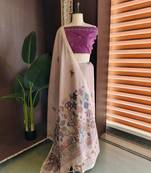 Beige color jamdani pattern and  meena weaving chanderi cotton saree