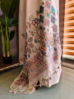 beige cotton saree with jamdani meena weaving
 3