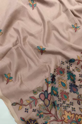 beige cotton saree with jamdani meena weaving