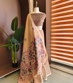 Peach  color jamdani pattern and  meena weaving chanderi cotton saree