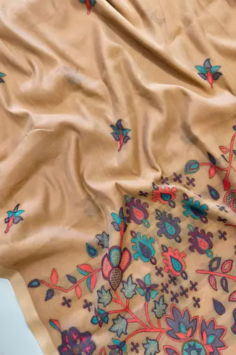 peach cotton sari with jamdani meena woven