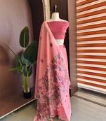 Pink color jamdani pattern and  meena weaving chanderi cotton saree