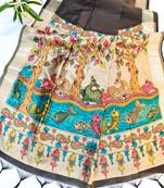 Brown color hiran and fish and zari weaving border with classic weaving khadi raw silk saree