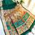 Dark green color hiran and fish and zari weaving border with classic weaving khadi raw silk saree