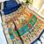 Navy blue color hiran and fish and zari weaving border with classic weaving khadi raw silk saree