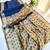 Navy blue color hiran and fish and zari weaving border with classic weaving khadi raw silk saree