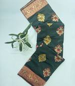 Dark green  color meena weaving buttias and zari weaving  banarasi silk saree