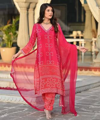Women Ethnic Motifs Printed Regular Kurta with Salwar & With Dupatta 2