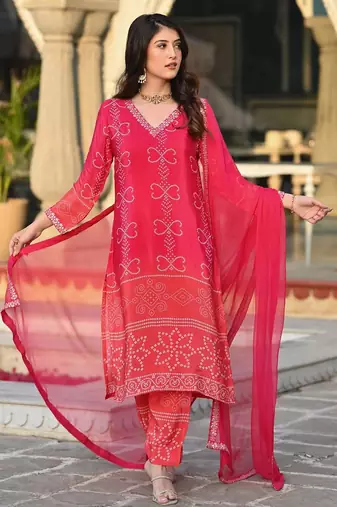 Women Ethnic Motifs Printed Regular Kurta with Salwar & With Dupatta