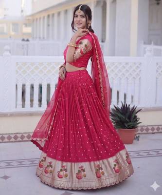 pink sequins work silk blend lehenga set 2