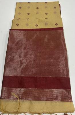 cream color bandhni style butti weaves khadi raw silk saree 4