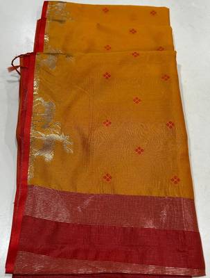 ember color bandhni style butti weaves khadi raw silk saree 2