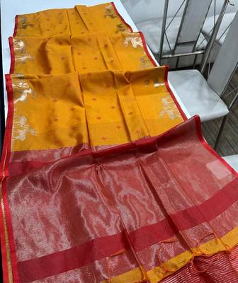 ember color bandhni style butti weaves khadi raw silk saree 3