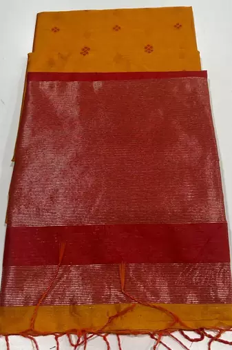 ember color bandhni style butti weaves khadi raw silk saree