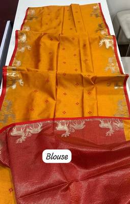 ember color bandhni style butti weaves khadi raw silk saree 5
