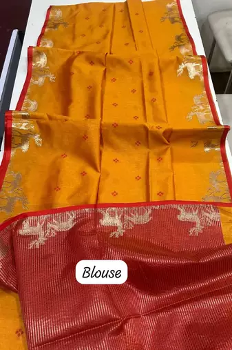 ember color bandhni style butti weaves khadi raw silk saree