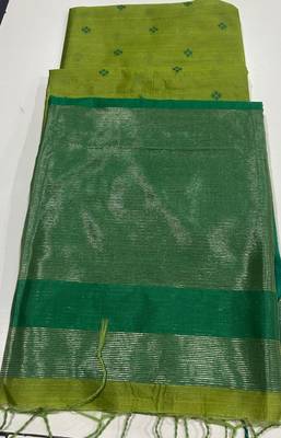 parrot green color bandhni style butti weaves khadi raw silk saree 2