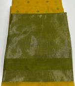 Yellow color bandhni style butti weaves khadi raw silk saree