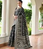 Black color warli design weaving banglori raw silk saree