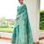 Emerald color warli design weaving banglori raw silk saree