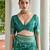 Emerald color warli design weaving banglori raw silk saree