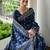 Navy blue color warli design weaving banglori raw silk saree