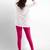 Pink super combed cotton elastane stretch ankle length leggings with ultrasoft waistband