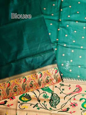 dark green zari and meena weaving banarasi silk paithani saree 4