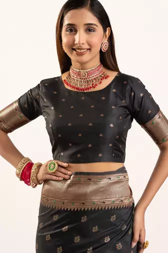 black zari weaving and jal woven banarasi silk paithani saree