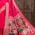 Hot pink color zari and meena weaving khadi raw silk saree