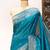 Teal color zari and meena weaving khadi raw silk saree