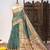 Light teal color warli printed tissue tussar silk saree