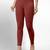 Maroon super combed cotton elastane stretch ankle length leggings with ultrasoft waistband