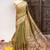 Olive color warli printed tissue tussar silk saree