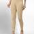 Beige super combed cotton elastane stretch ankle length leggings with ultrasoft waistband