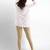 Beige super combed cotton elastane stretch ankle length leggings with ultrasoft waistband