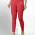 Red super combed cotton elastane stretch ankle length leggings with ultrasoft waistband