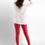 Red super combed cotton elastane stretch ankle length leggings with ultrasoft waistband