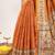 Orange color warli printed tissue tussar silk saree