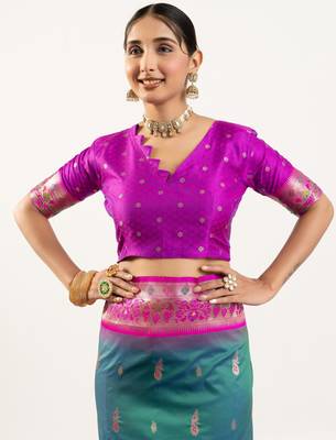 emerald peacock design banarasi silk paithani saree 4