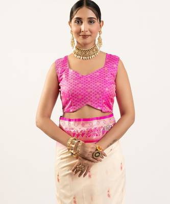 off white peacock design banarasi silk paithani saree 5