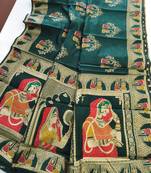 Dark green color meena weaving banarasi silk saree