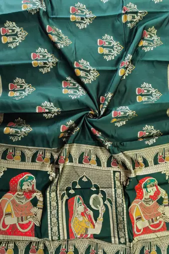 dark green meena weaving banarasi silk saree