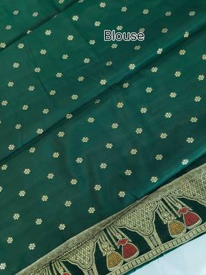 dark green meena weaving banarasi silk saree 4