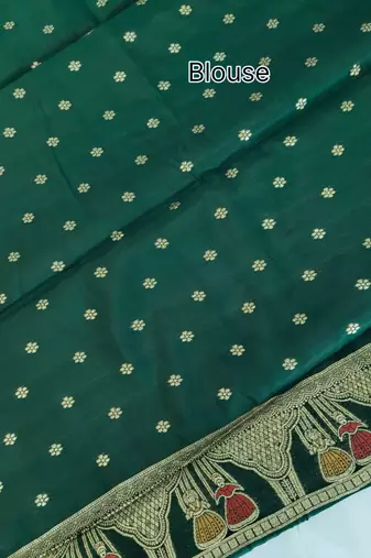 dark green meena weaving banarasi silk saree